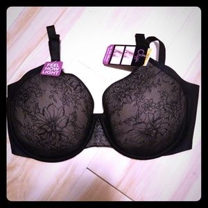 Olga black lace pattern bra (36DD)